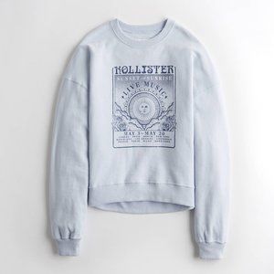 Hollister Womens Print Graphic Crewneck Sweatshirt